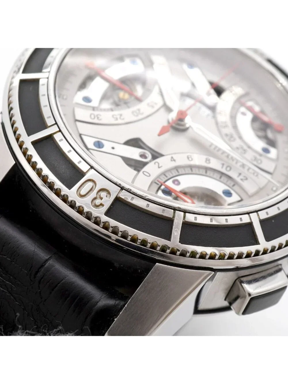 Tiffany & Co Mark Retrograde Silver Skeleton Dial Watch